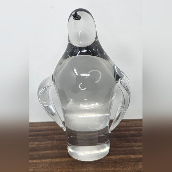 Source Unknown Other - Vintage 1974 Penguin Crystal Art Glass Hand-Blown Figurine Paperweight Clear 6"